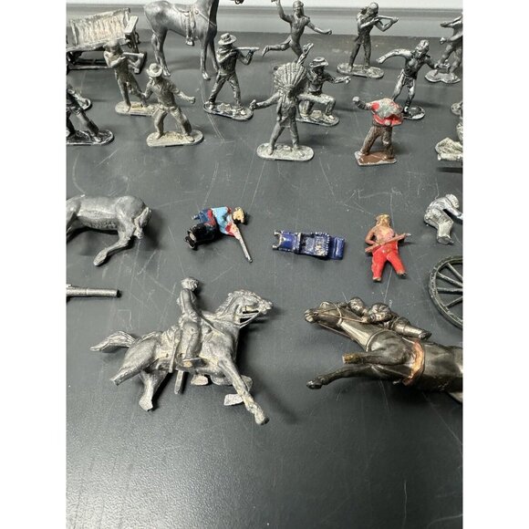 Pewter Lone Star Figures And Other Lead Western Figures COWBOYS INDIANS - Picture 3 of 14